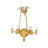 A Charles X six-light gilt bronze chandelier