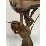 A late 19th century French Art Nouveau art metal table lamp