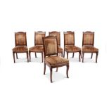 A set of six Empire carved mahogany chaises