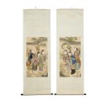 A pair of late 19th century / early 20th century Japanese Meiji period paper scrolls