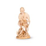 An early 20th century Japanese ivory okimono figure of a sailor with an anchor