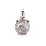 A late 17th century silver scent flask of pilgrim bottle form, unmarked