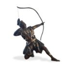 A late 19th century Japanese Meiji period patinated bronze archer