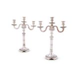 A pair of French silver three-light candelabra by with 1st standard French export marks