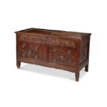 A Charles I oak panelled chest