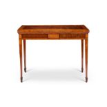 A George III figured purplewood, satinwood and tulipwood banded card table