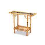 A vintage bamboo console table