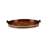 A small George III mahogany and brass bound tray