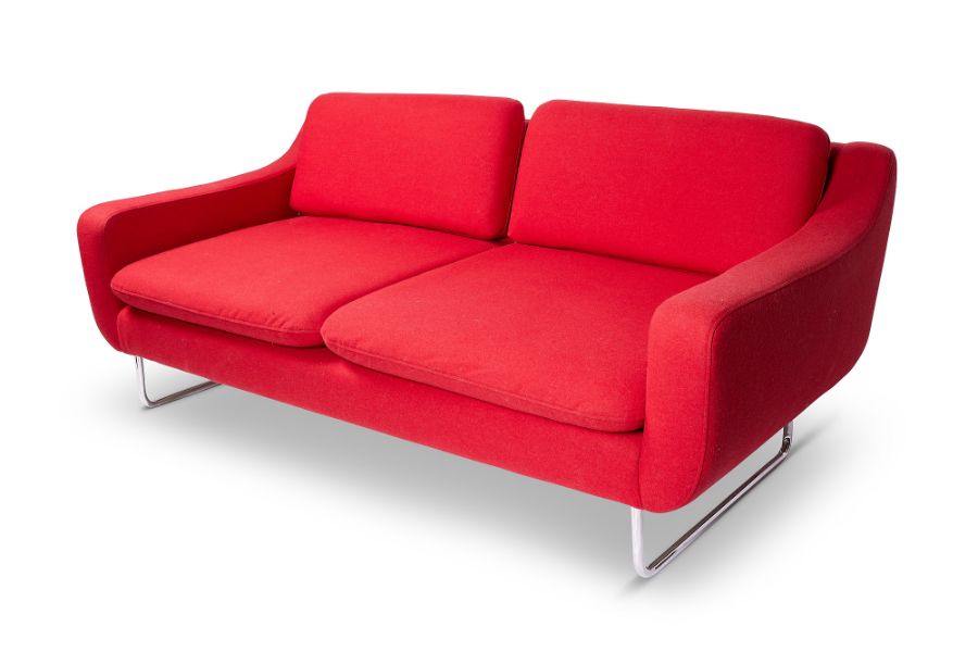 A red wool upholstered two-seater sofa by Conran - Image 2 of 2