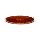 A late 19th century marquetry oval tray in the George III style