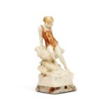 An early 20th century Italian alabaster figural lamp of a girl in a bathing suit