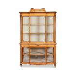 A late Victorian cherry and laburnum display cabinet