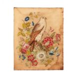 A Victorian beadwork and raised woolwork tapestry of a kestrel