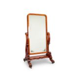 A William IV mahogany cheval mirror