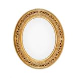 A Victorian carved giltwood oval mirror