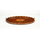 A late 19th mahogany and marquetry tray in the George III style