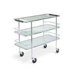 A Conran frosted glass and chrome ‘Cargo’ three-tier drinks trolley