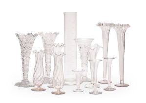 A group of 19th and 20th century glass trumpet vases