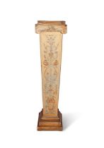 A neo-classical style grey and parcel gilt composition pedestal