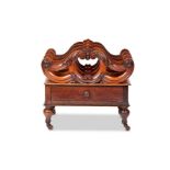 An early Victorian rosewood carved three-division canterbury