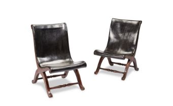 A pair of vintage Spanish slipper chairs by Pierre Lottier for Valenti