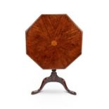 A George III mahogany and sycamore marquetry octagonal tripod table