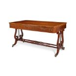 A Regency partridgewood & satinwood banded library table attributed to Gillows