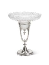 A Victorian electroplated and cut-glass centre-piece