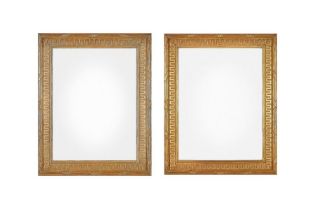 A pair of Louis XVI style carved giltwood rectangular mirrors