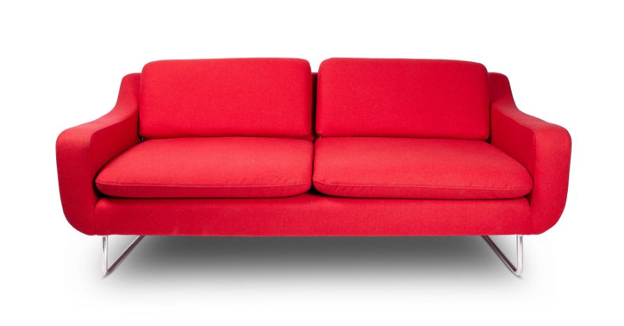 A red wool upholstered two-seater sofa by Conran