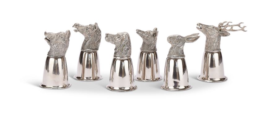 A set of six Gucci silver plated stirrup cups