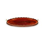 A George III mahogany, satinwood banded oval tray