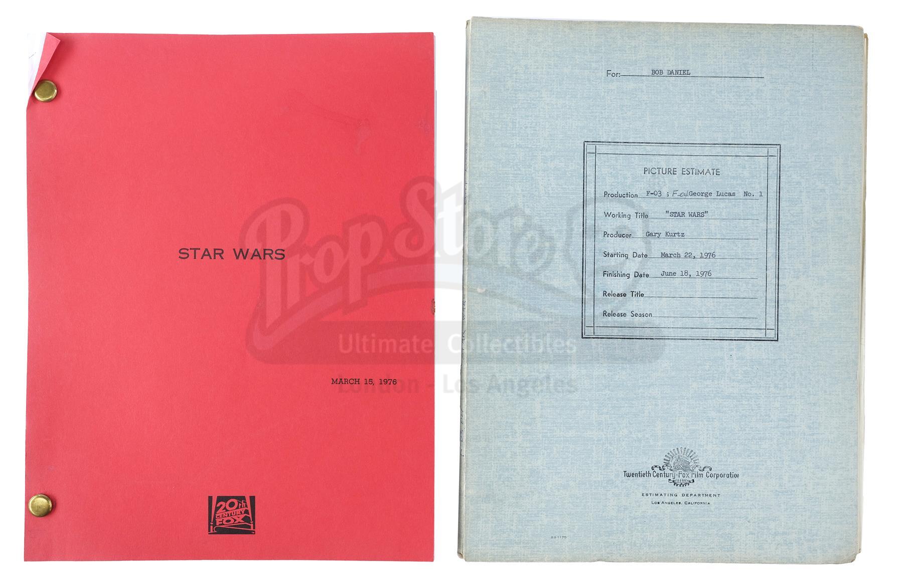 Lot # 1150: STAR WARS - EP IV - A NEW HOPE - Studio Copy Script and Fox Picture Cost Estimate Folder