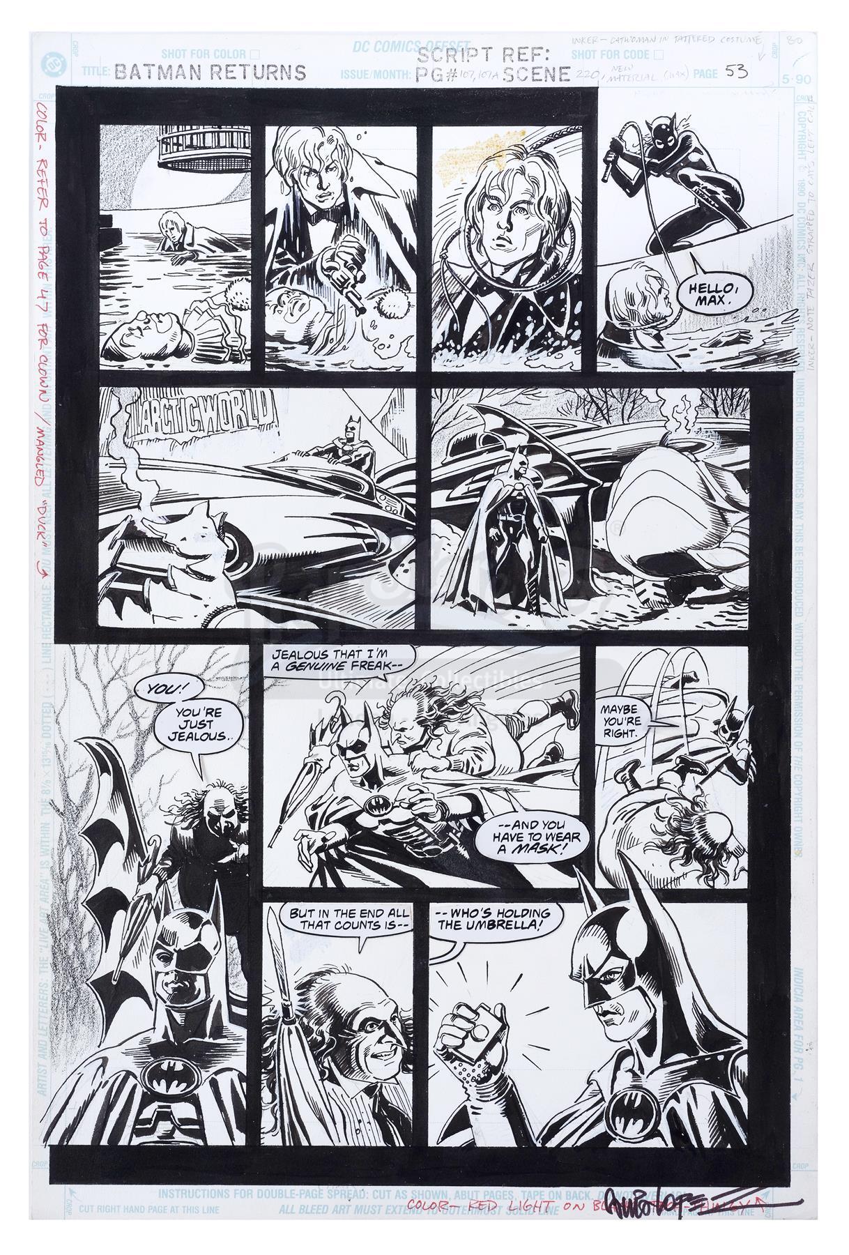 Lot # 507: BATMAN RETURNS - Batman Returns: Movie Adaptation No. 1 Page 53 by Steve Erwin and Jose L