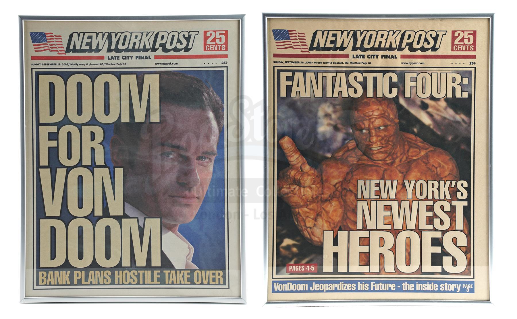 Lot # 659: FANTASTIC FOUR - Pair of Framed Newspaper Covers