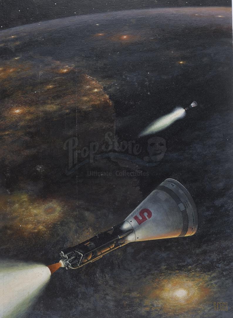 Lot # 1004: RON COBB ARTWORK - Hand-Painted Ron Cobb Space Capsules Illustration - Image 3 of 5