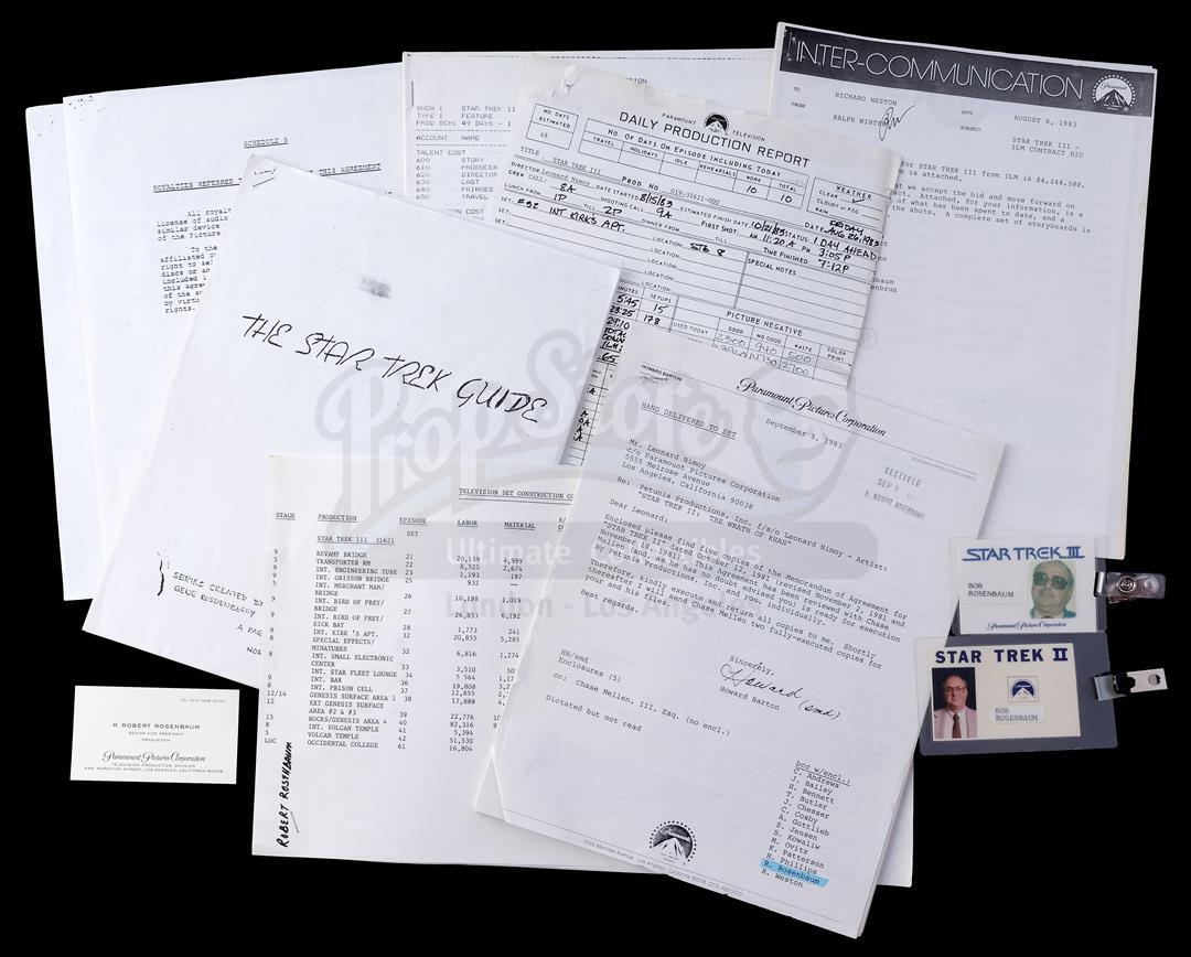 Lot # 1090: STAR TREK II: THE WRATH OF KHAN - R. Robert Rosenbaum's Production Paperwork