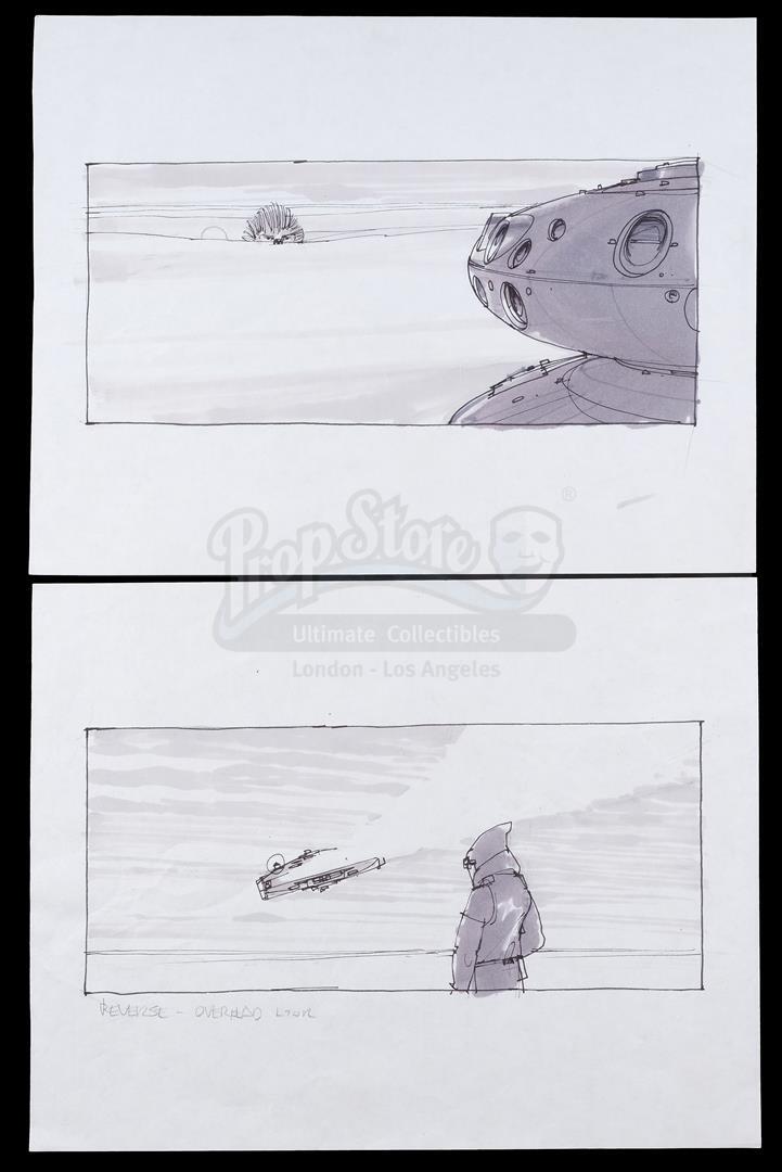 Lot # 1168: STAR WARS - EP V - THE EMPIRE STRIKES BACK - Pair of Hand-Drawn Hoth Storyboards