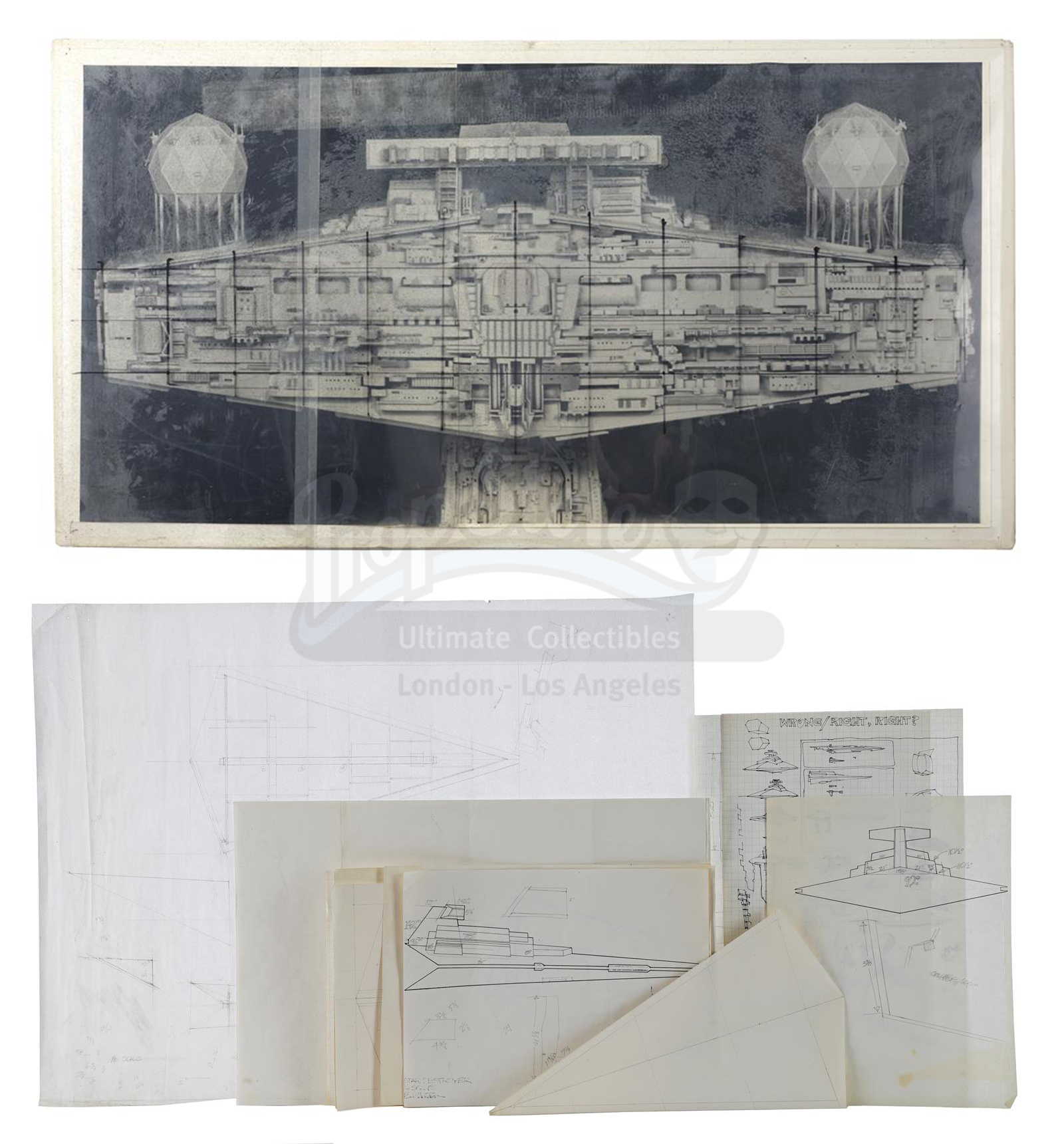 Lot # 1175: STAR WARS - EP V - THE EMPIRE STRIKES BACK - Hand-Drawn and Printed 8' Star Destroyer Mo