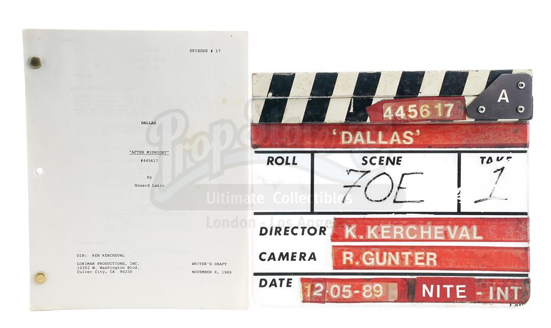 Lot # 601: DALLAS - Clapperboard and Writer's Draft Script