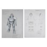 DOCTOR WHO: ROBOT (T.V. SERIES, 1975) - Pair of Hand-drawn James Acheson Robot Designs