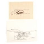 DUNE (UNPRODUCED) - Pair of Hand-drawn Ron Cobb Ornithopter Concept Sketches