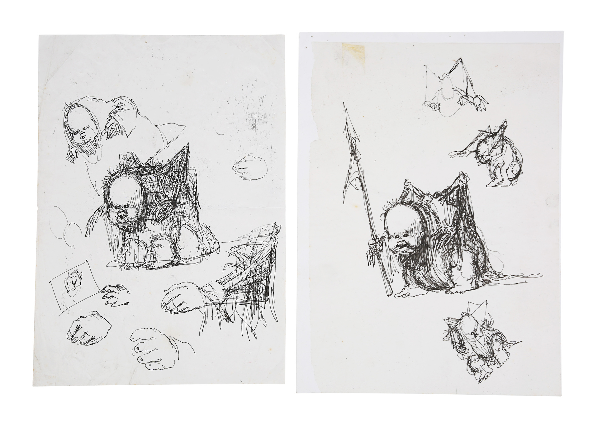 BRAZIL (1985) - Pair of Hand-drawn Terry Gilliam Dream Creature Sketches