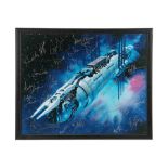 BABYLON 5 (1993-98) - Special 'Babylon 5' Poster Autographed by 35 Cast and Crew including J. Michae