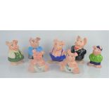 A full set of six Wade Natwest piggy banks plus anther baby example