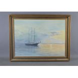 Arthur King (20th century): oil on canvas, maritime scene, 40cm by 55cm