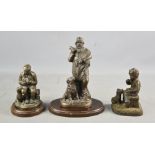 Three Heredites bronzed figure groups; Shepherd & Sheep, Shepherd with Sheepdog and lamb, boy and