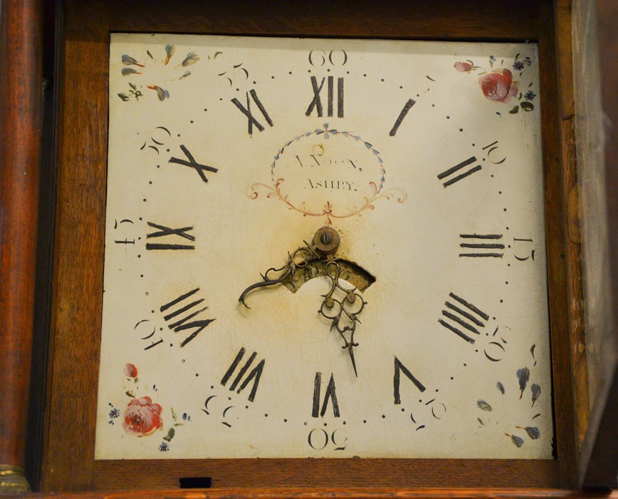 A 18th century oak longcase clock,with painted roman numeral dial by V.Noon of Ashby, 200cm by - Image 3 of 3