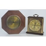 An Aitchison of London compensated barometer together with a vintage Metamec mantle clock