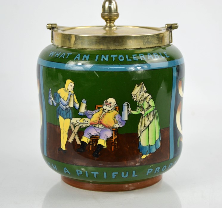 A Foley ware Intarsio pattern biscuit barrel, 'What an Intolerable Deal of Sack, to Such a Pitiful - Image 2 of 2